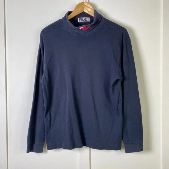 014 Original Fila Roll Neck Top Long Sleeve Blue Large - Picture 7 of 10